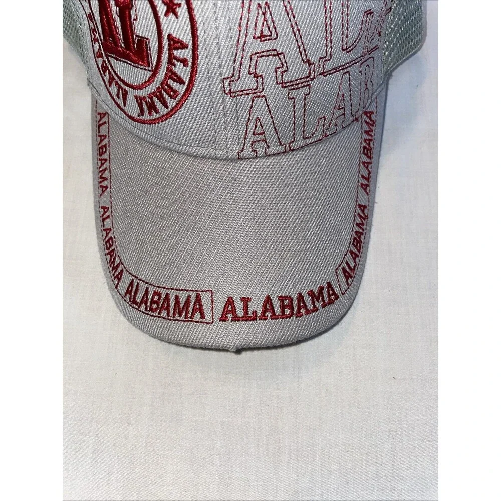 Unbranded Alabama Baseball Cap Unisex One Size Gray Red Adjustable Mesh Back